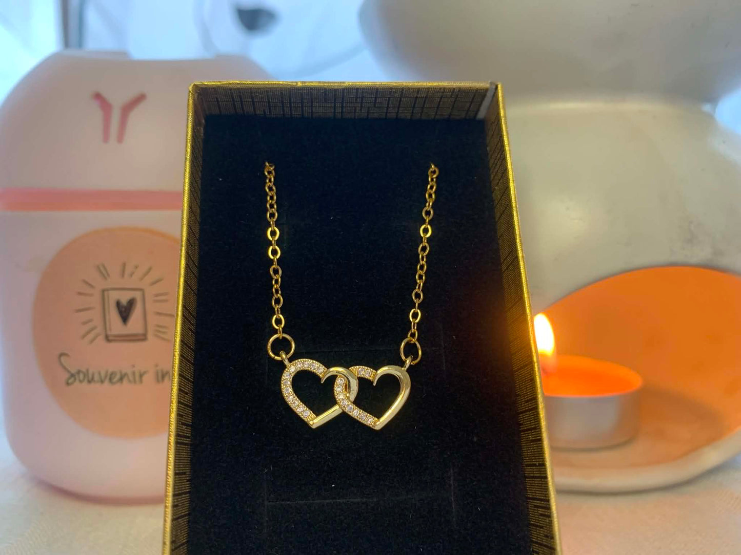 Collier double Coeur (acier inoxydable)