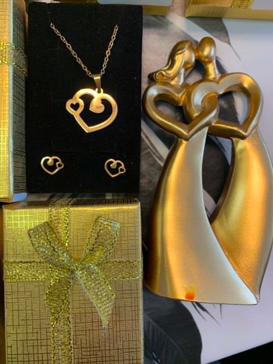 Collier triple coeur (acier inoxydable)