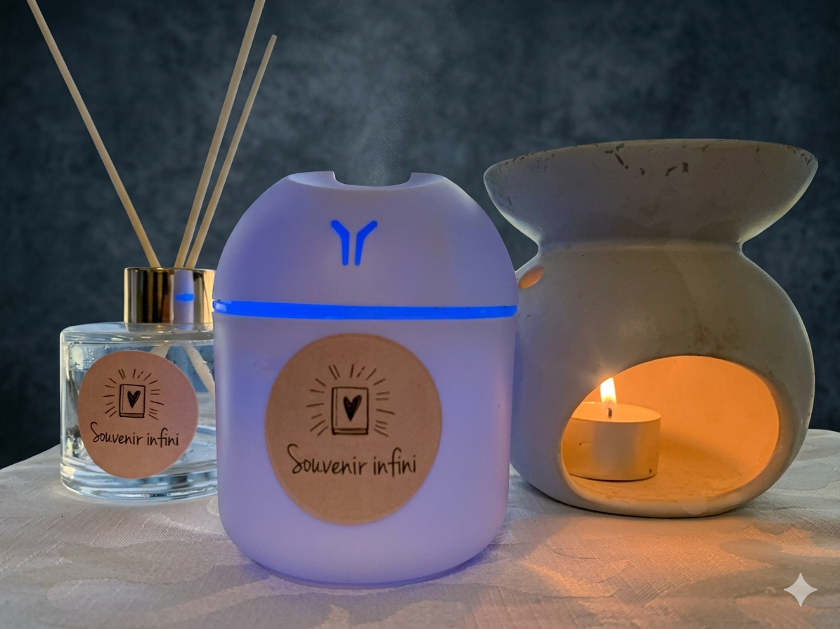 Diffuseur Humidificateur d'huiles essentielles (huiles essentielles comprises 10 ml)